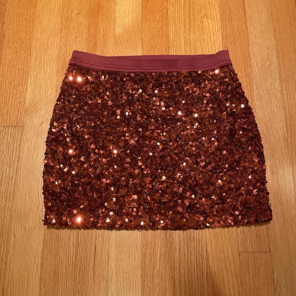Vintage Forever 21 Orange Sequined Mini Skirt Size Small - Picture 1 of 3